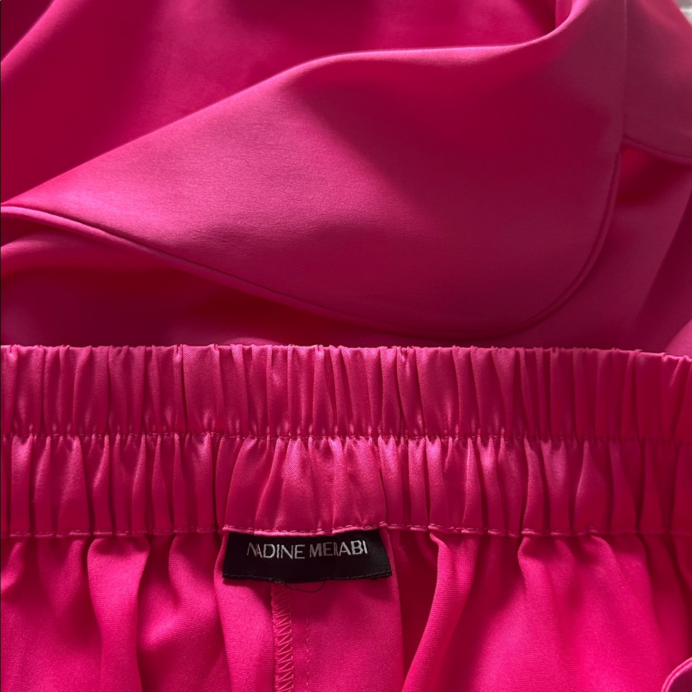NADINE MERABI DARCIE Luxury Hot Pink Feathered Pijamas Set - Picture 7 of 7